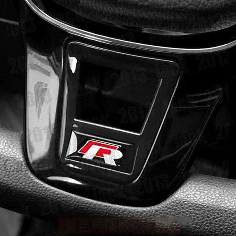 Black R ABS Steering Wheel Sequin Cover Trim for Volkswagen for VW for Tiguan 2017-2024