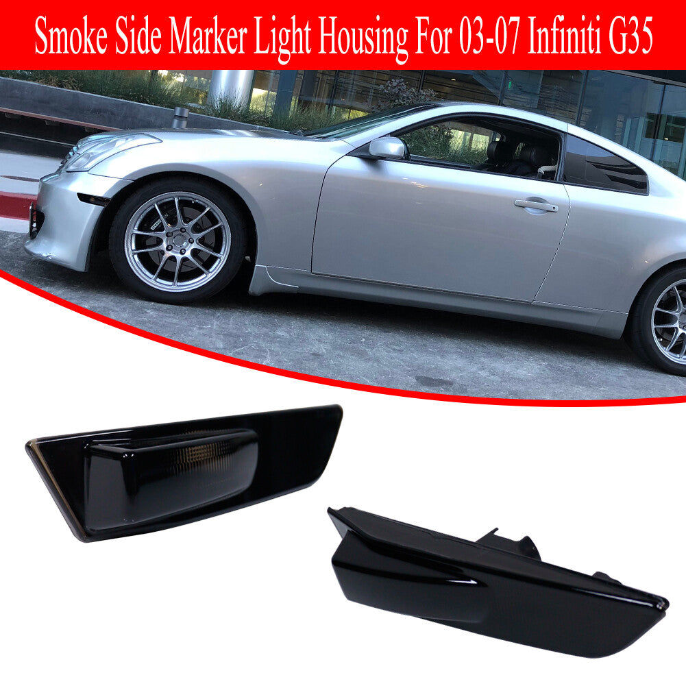 Applicable to 2003-07 for Infiniti G35 2-door smoked front bumper mudguard side marker light lens