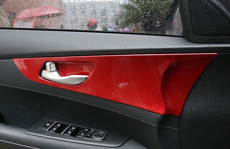 for Kia K3 Forte 2019-2023 Gloss Red Inner Door Handle Bowl Panel Cover Trim 4pc