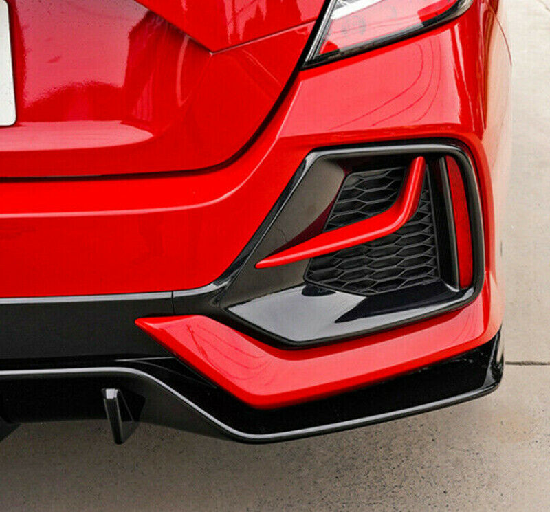 FOR 2016-2021 for CIVIC HATCHBACK RED+BLACK TRIM REAR BUMPER FOG LIGHT GARNISH COVER
