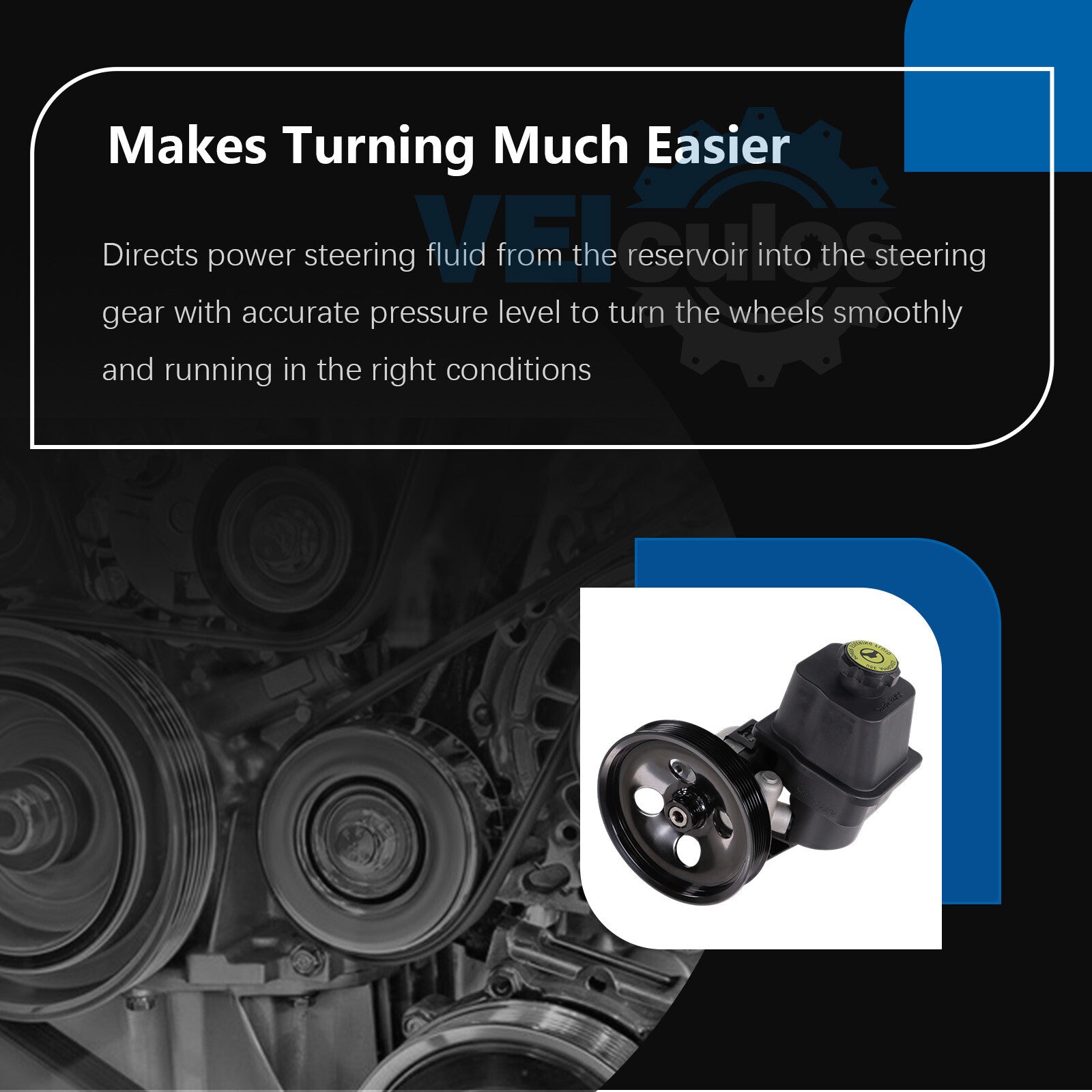 Power Steering Pump W/ Pulley  Reservoir For 02-09 for Chevrolet Trailblazer 4.2L