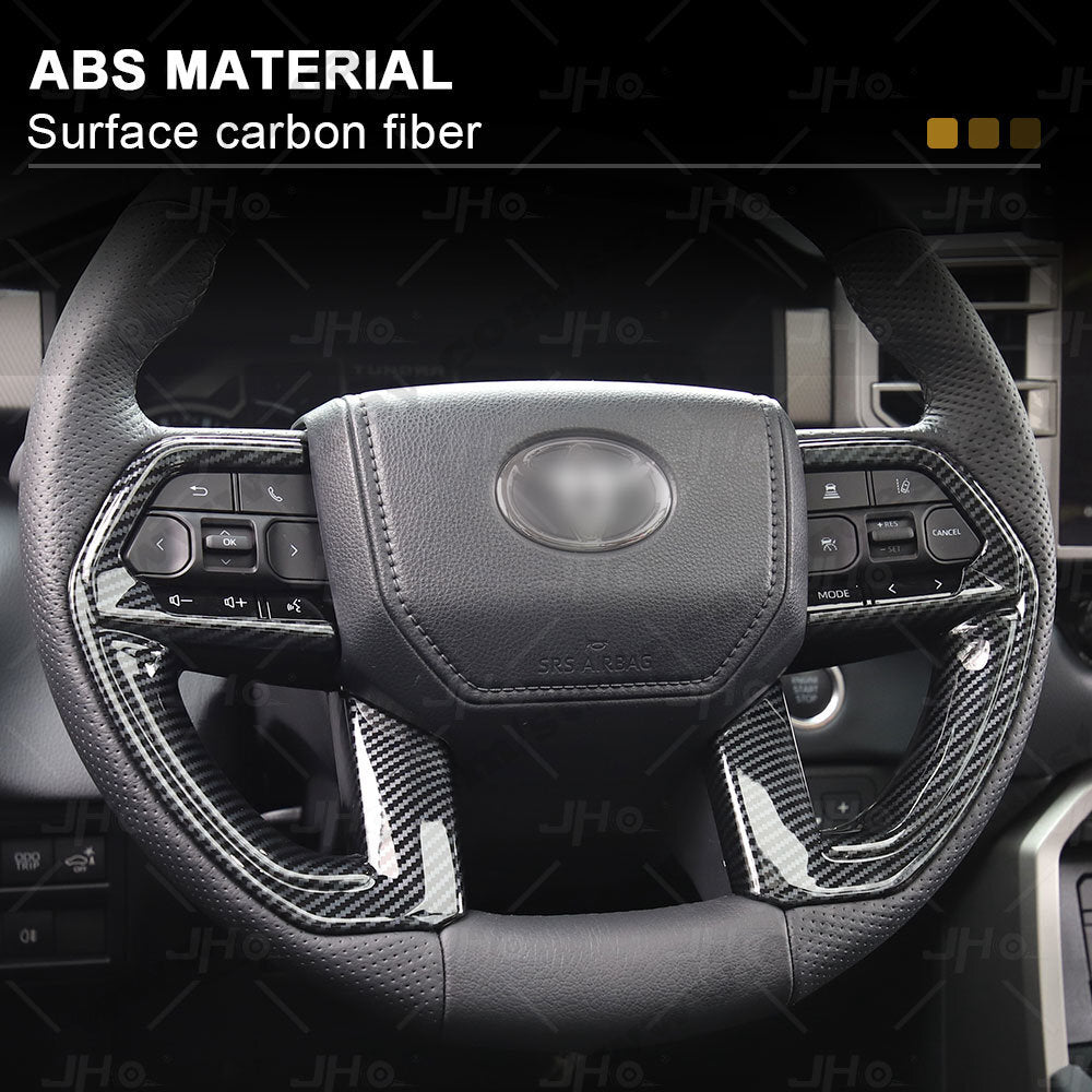 Carbon Fiber Car Steering Wheel Trim Cover Frame Fit for Toyota Tundra 2022 2023