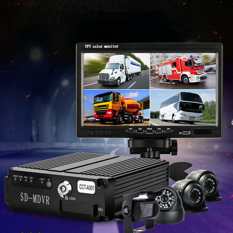 4CH 1080P Truck Bus Recorder Playback 4 Pc Camera +7Inch Video Monitor Dvr Kits