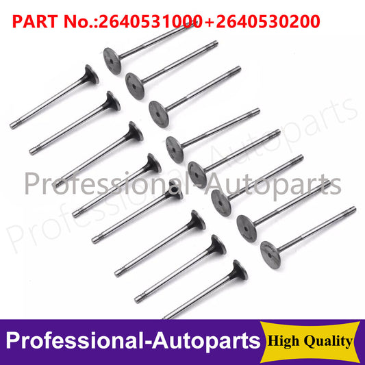 16 engine intake and outlet valves suitable for Mercedes A35, AMG, C300, W205, 2.0, M260, M264