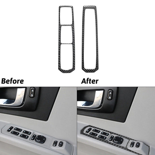 2x Carbon Fiber Front Window lift Control Cover Trim for Cadillac CTS 2003-2007