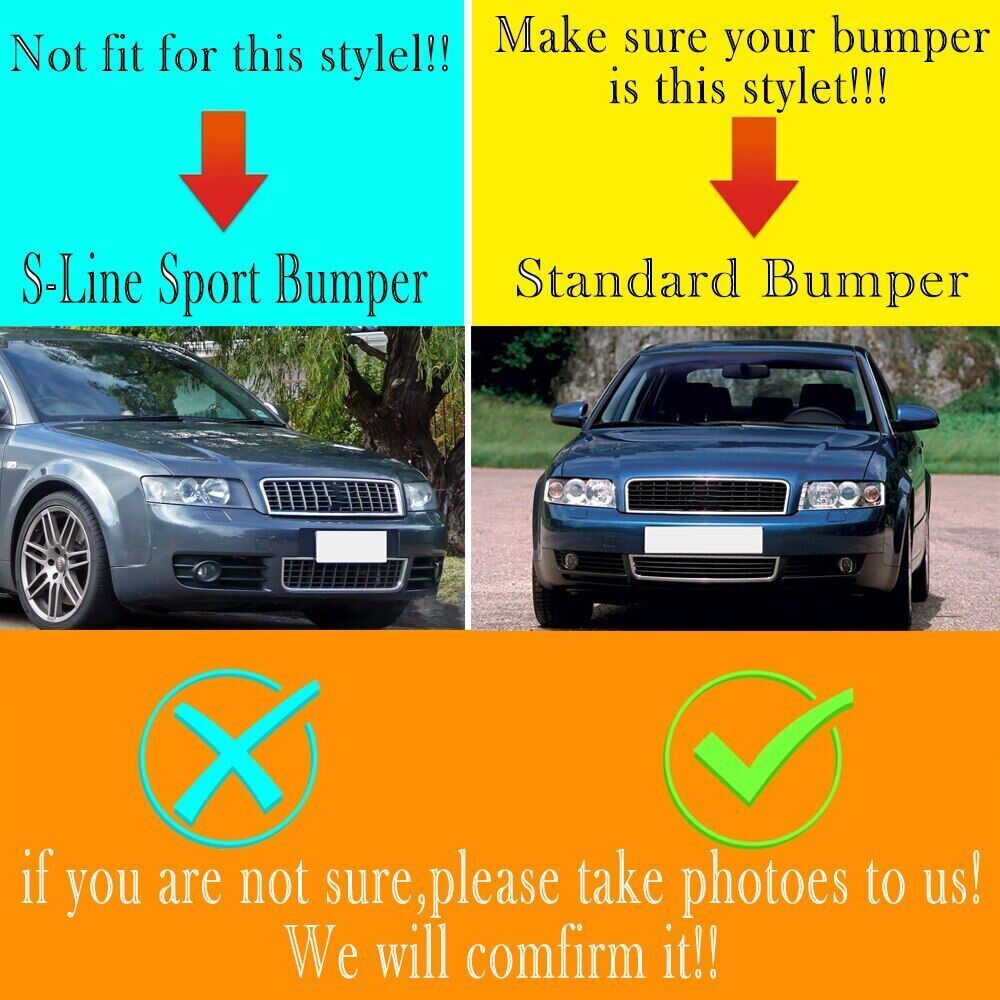 Right Front Bumper Side Fog Light Hex Grilles for Audi A4 B6 2001-2005