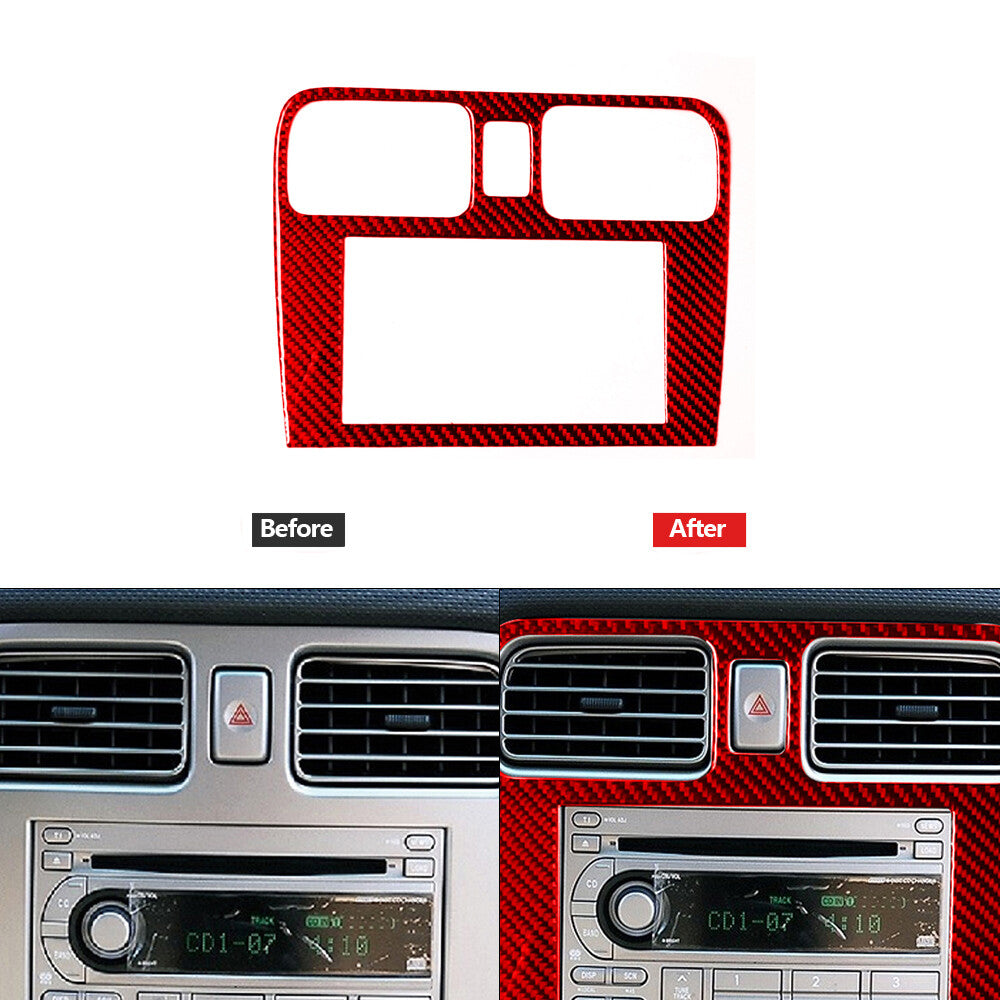 Red Carbon Fiber Central Air Vent Outlet Trim Cover for Subaru Forester 2005-08