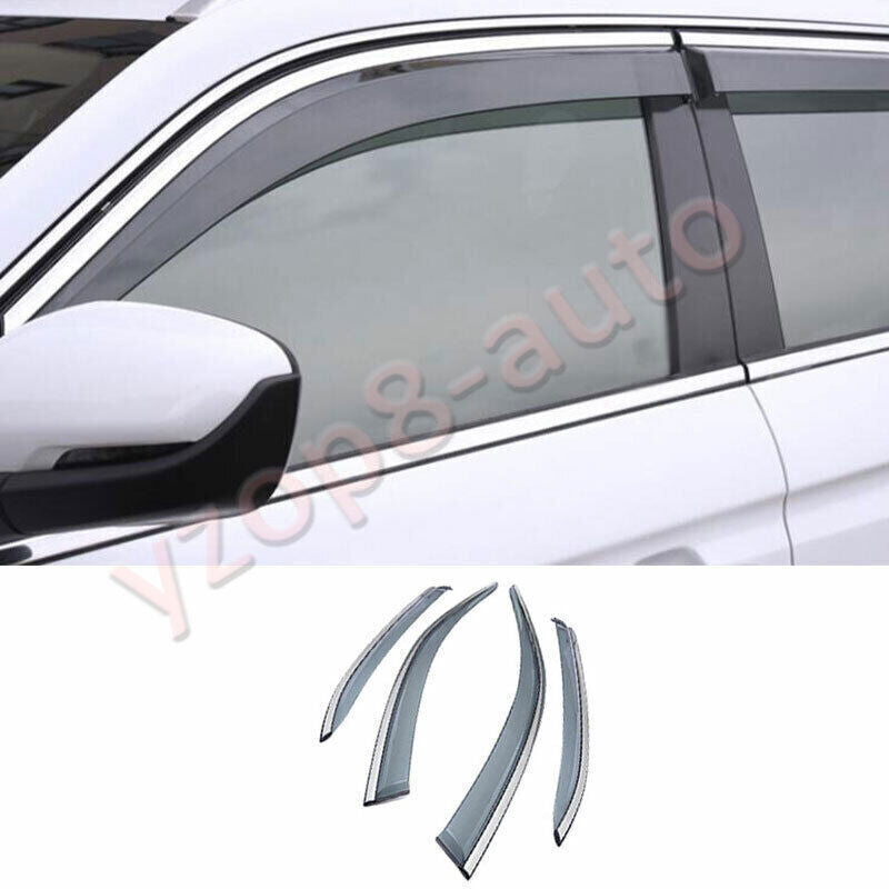 for Audi Q7 2016-2019 W/Chrome ABS Black Window Visor Shades Sun Rain Guard 4Pcs