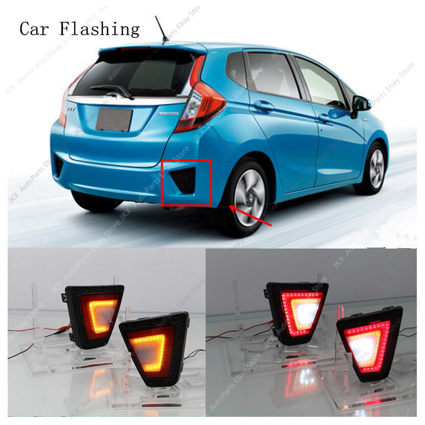 for Honda JAZZ/FIT 2014-17 LED Rear Bumper Tail Light j Fog Lamp Reflector Refit