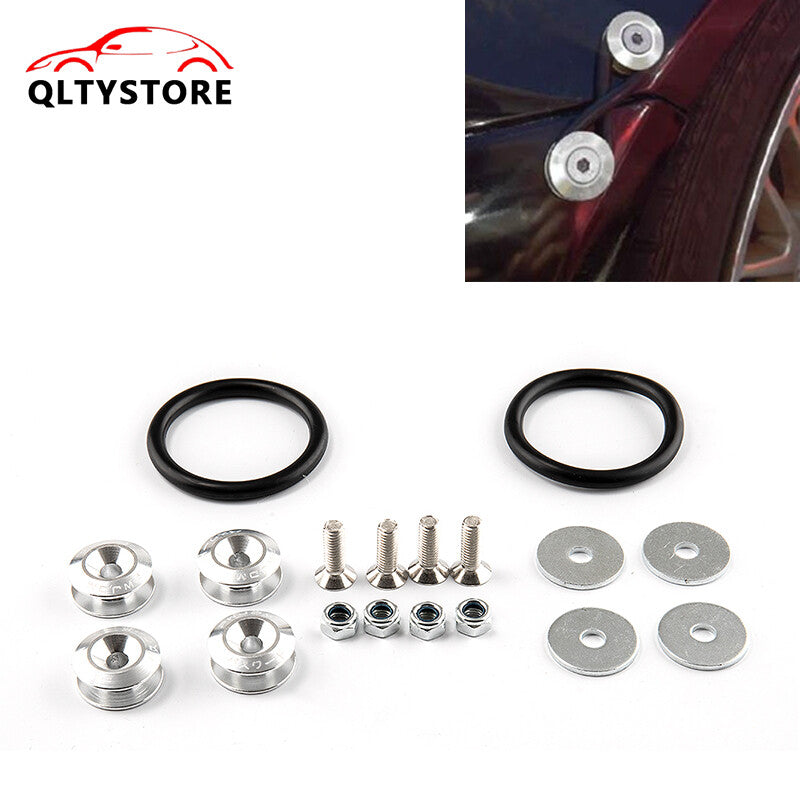 JDM Quick Release Fasteners Bumper Trunk Fender Hatch Lids Kit Aluminum Silver