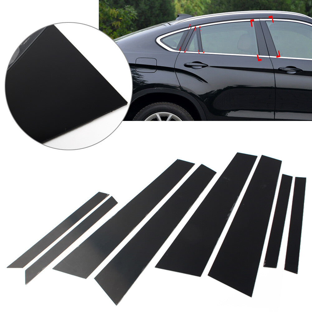 8pcs Glossy Black Pillar Posts Door Window Trim Cover Fit for BMW X6 F16 2015-2019