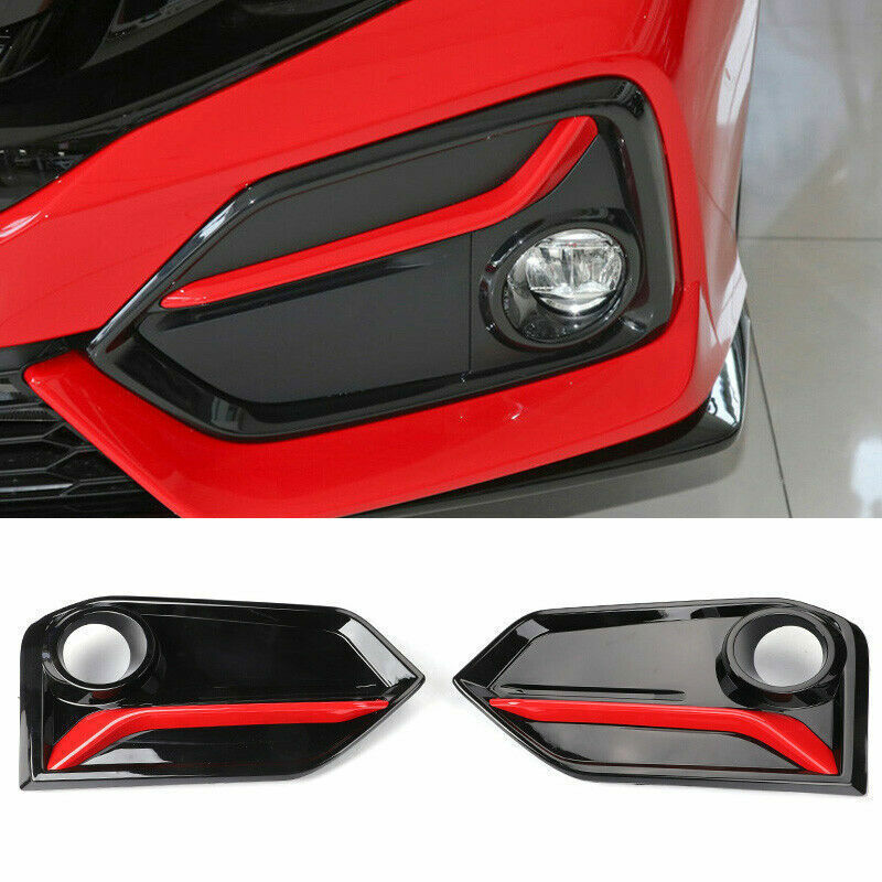for Honda for Civic Hatchback 2020-21 BlackRed ABS Front Fog Light Lamp Cover Trim
