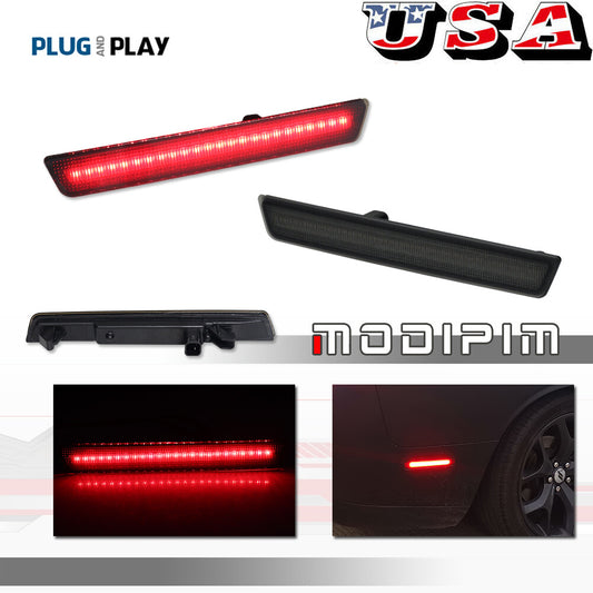 Smoked lens with red LED side marker lights for 2015-2023 for Dodge for Challenger