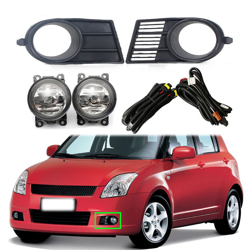 1Set Front Foglight Wires Harness Halogen Foglamp Cover for Suzuki for Swift 2005-10