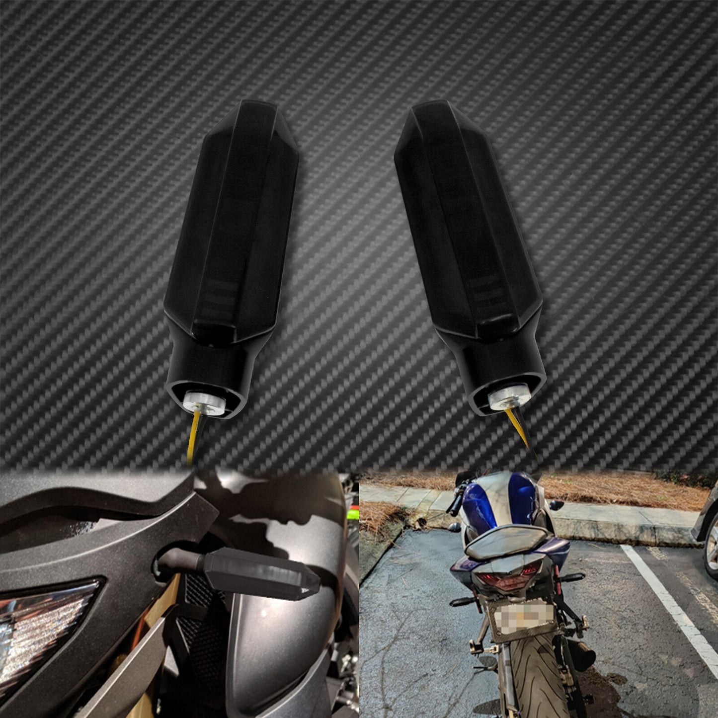 Black Front Rear Turn Signal Indicator Light Lamp Fit for Honda CBR400 500 650