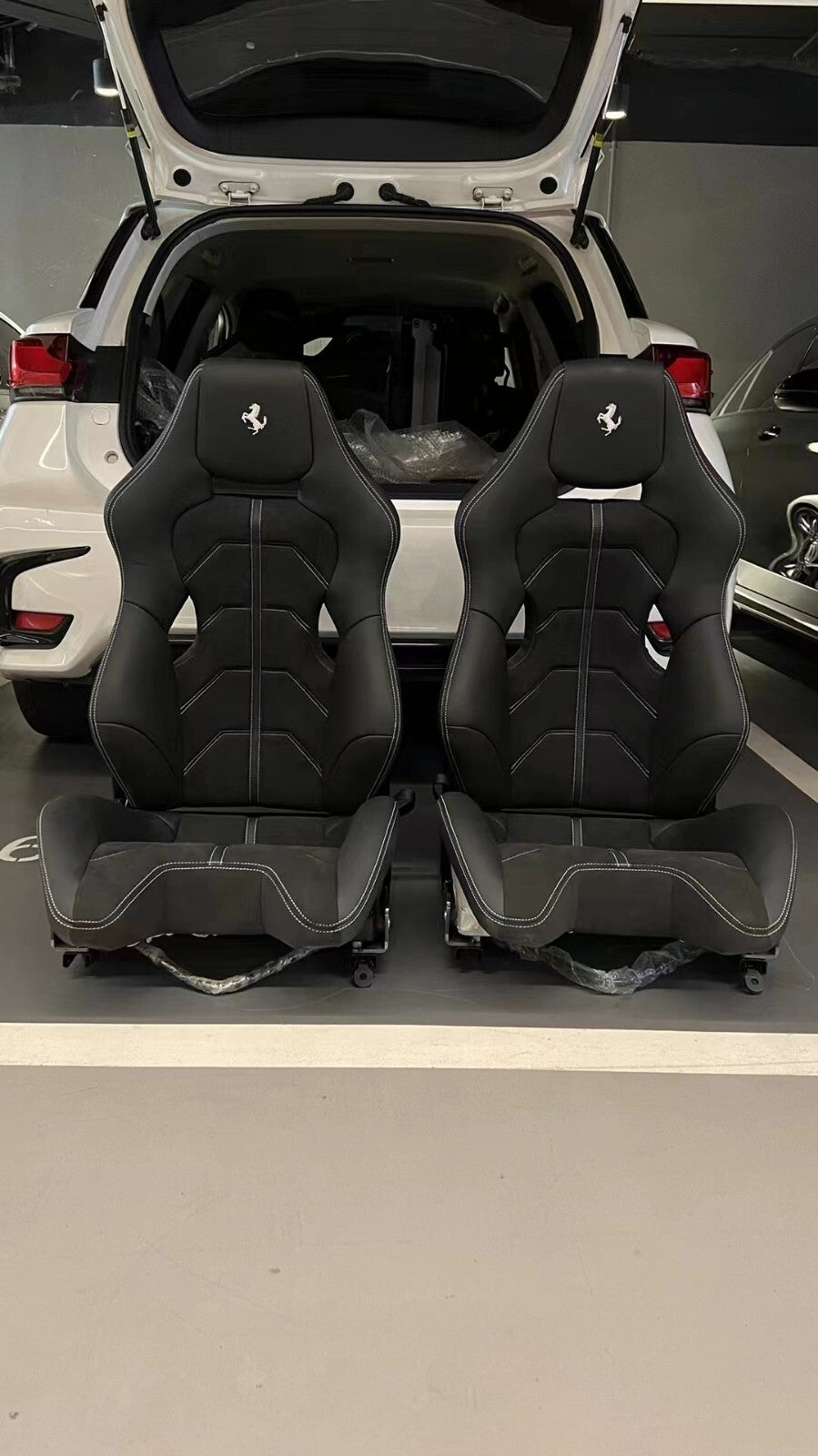 for Ferrari F430 California 458 for 488 F12 F8 Scuderia Goldrake Carbon Fiber Seats Gray/Black