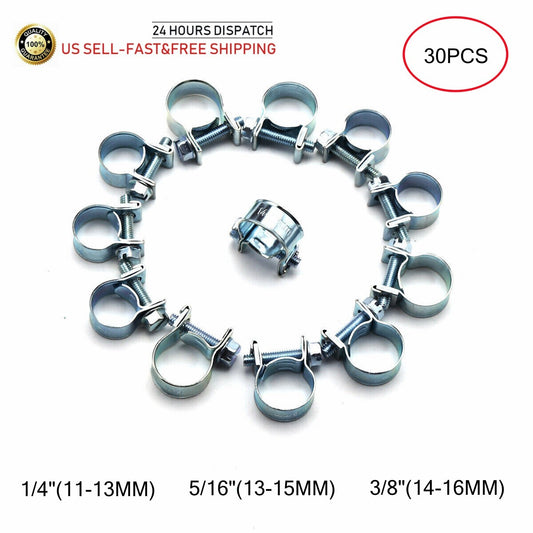 Fuel Injection Hose Clamps (30 pieces: 1/4 inch, 5/16 inch, 3/8 inch) DUCT Hose Clamps