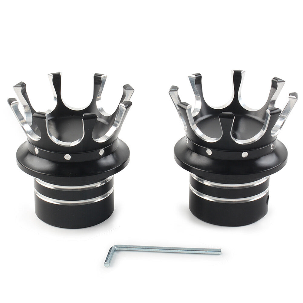 for Harley Softail Sportster Road King Crown Front Axle Nut Cover Black+White UK