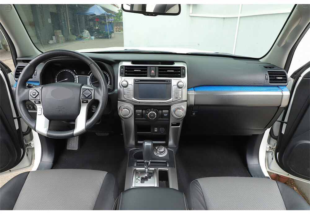 4¡ÁBlue Carbon Fiber Center Console Dashboard Panel Trim For Toyot@ 4Runner 2010+