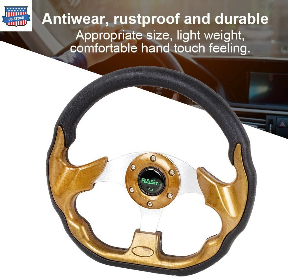 13 Universal Mahogany Auto Car/ for Golf Cart Steering Wheel with Horn Button