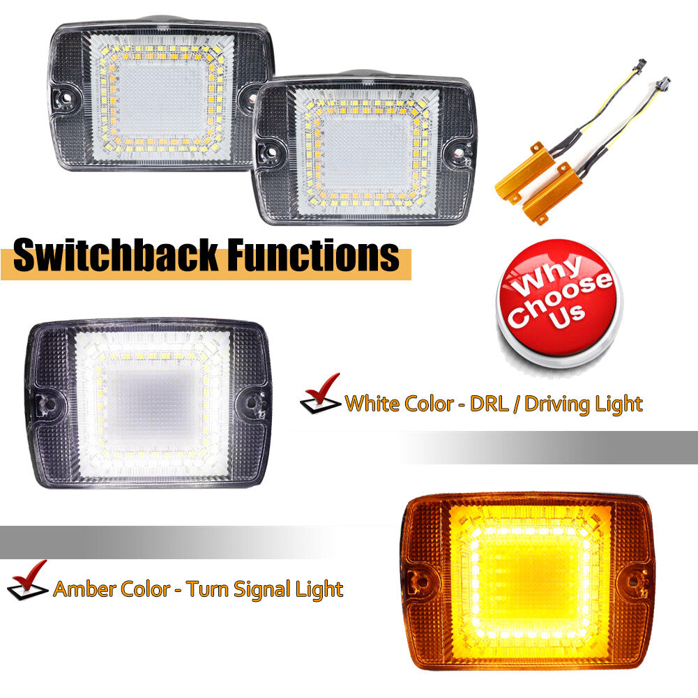 2-Pack Turn Signal LED Light Replacement Kit for Jeep for Wrangler YJ 1987-1995 with Clear Lens