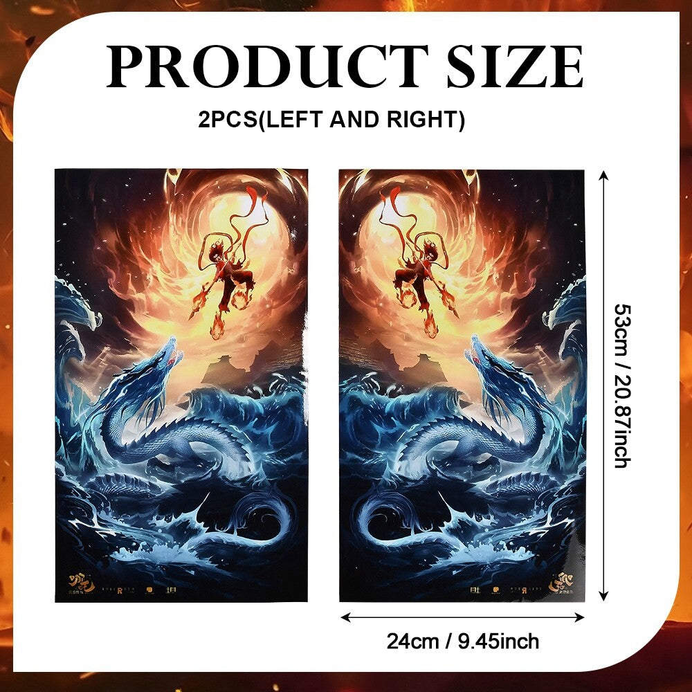 2pcs Car Center Pillar Ne Zha Sticker B-Pillar Protective Film Decor Sticker