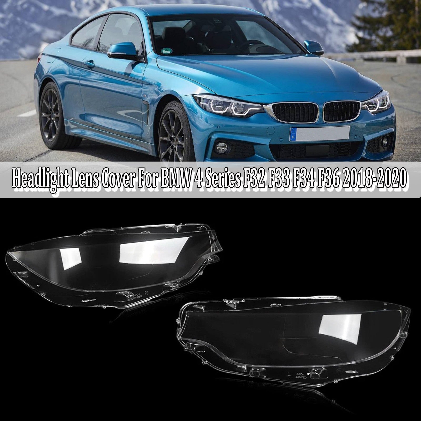 For 2018-2020 for BMW 4 Series F32 F33 F36 M4 Pair Front Headlight Lens Clear Cover