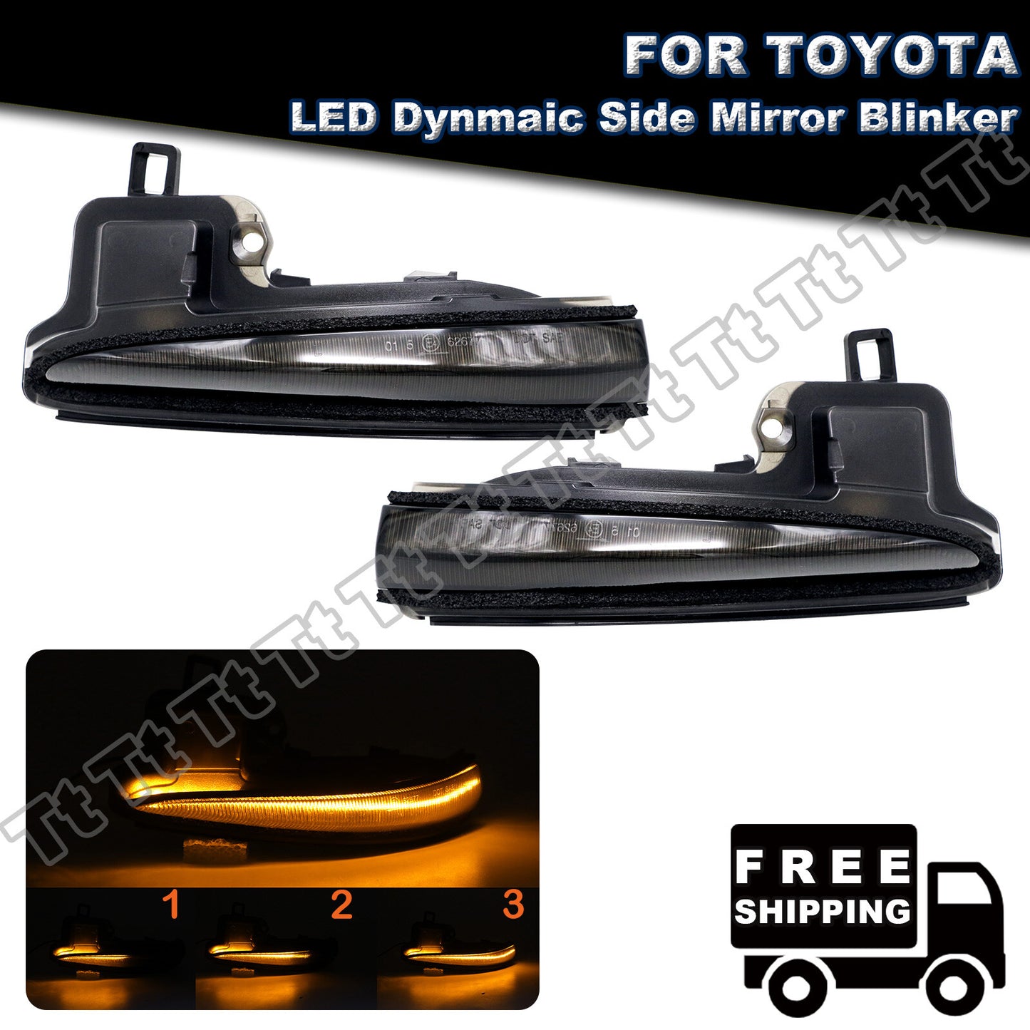 2-piece Switchback LED Side Mirror Turn Signal Lights for 2016-2023 for Toyota Tacoma RAV4