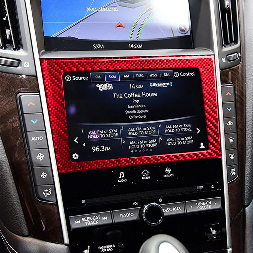 Red Carbon Fiber Center Console Panel Trim Fit for Infiniti Q50 Q60 14-19