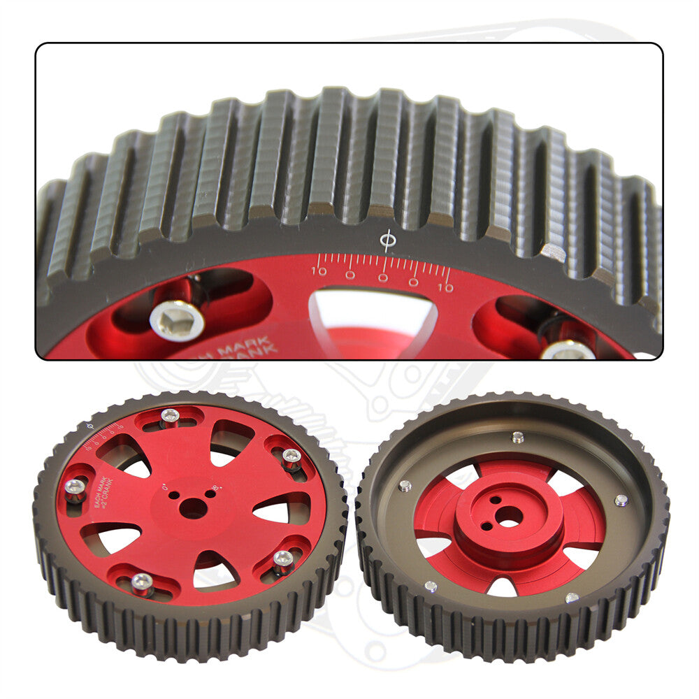 2PCS Adjustable Cam Gear for Mitsubishi Lancer EVO 1-9 Eclipse DSM 4G63 Red