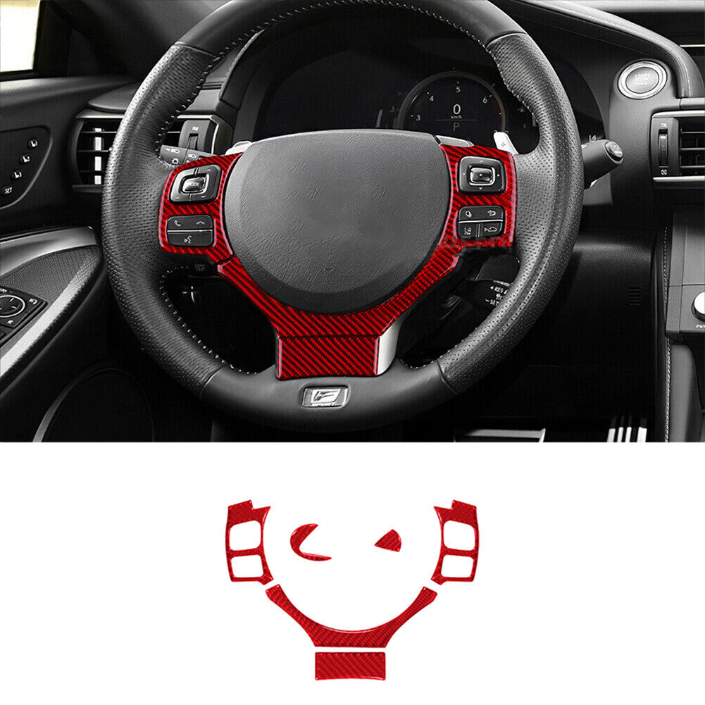 6X Red Carbon Fiber Steering Wheel Cover Trim for Lexus RC300 350 200T 2015-2020