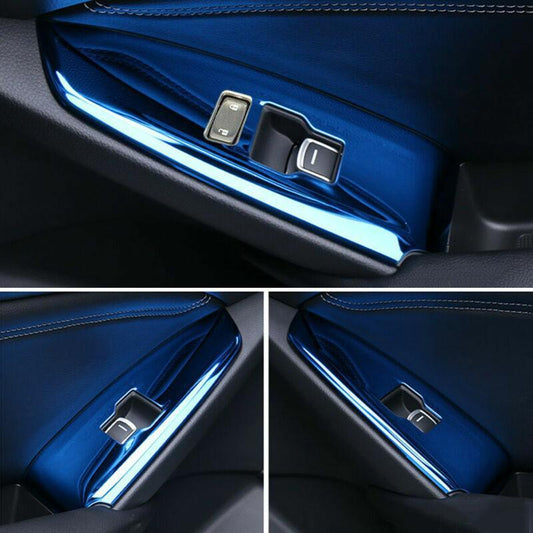 Blue Steel Window Lift Panel Switch Cover Trim Car for Honda Accord 2018-2022 4X