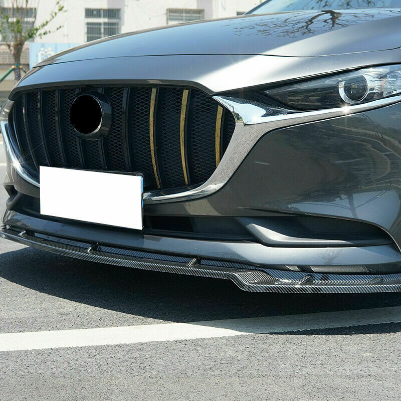 Bright Black Front Bumper Lip Chin Spoiler Body Guards for Mazda 3 Axela 2019-22