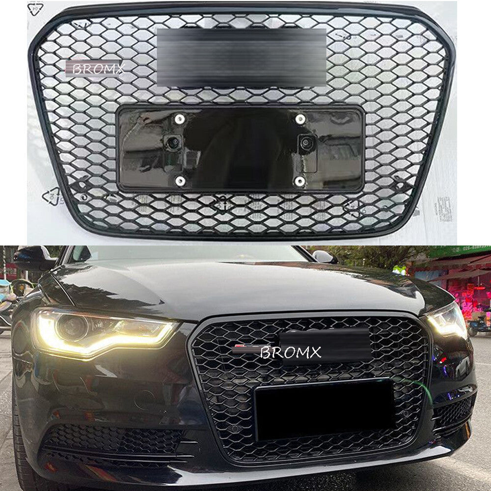 Front Bumper Grille Honeycomb Grill Fit for Audi A6C7 2012 2013 2014 2015 Black