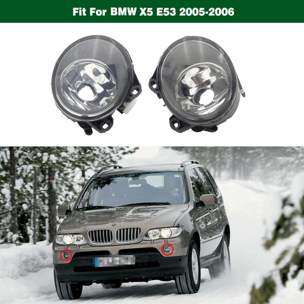 1Pair Clear Lens Front Bumper Driving Lamps Fog Lights for BMW E53 X5 2005-2006