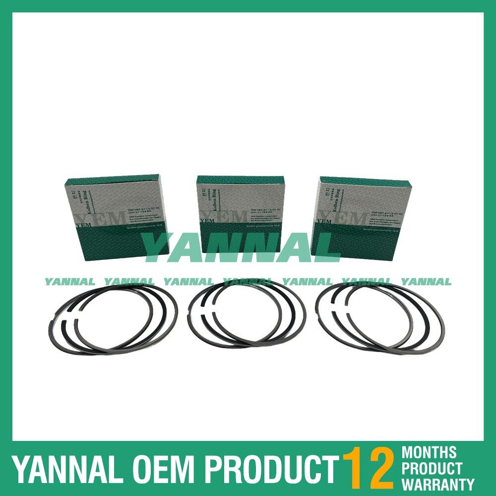 3X Piston Rings STD for Yanmar 3TNE74 Engine 2210 4110 1435 Tractors