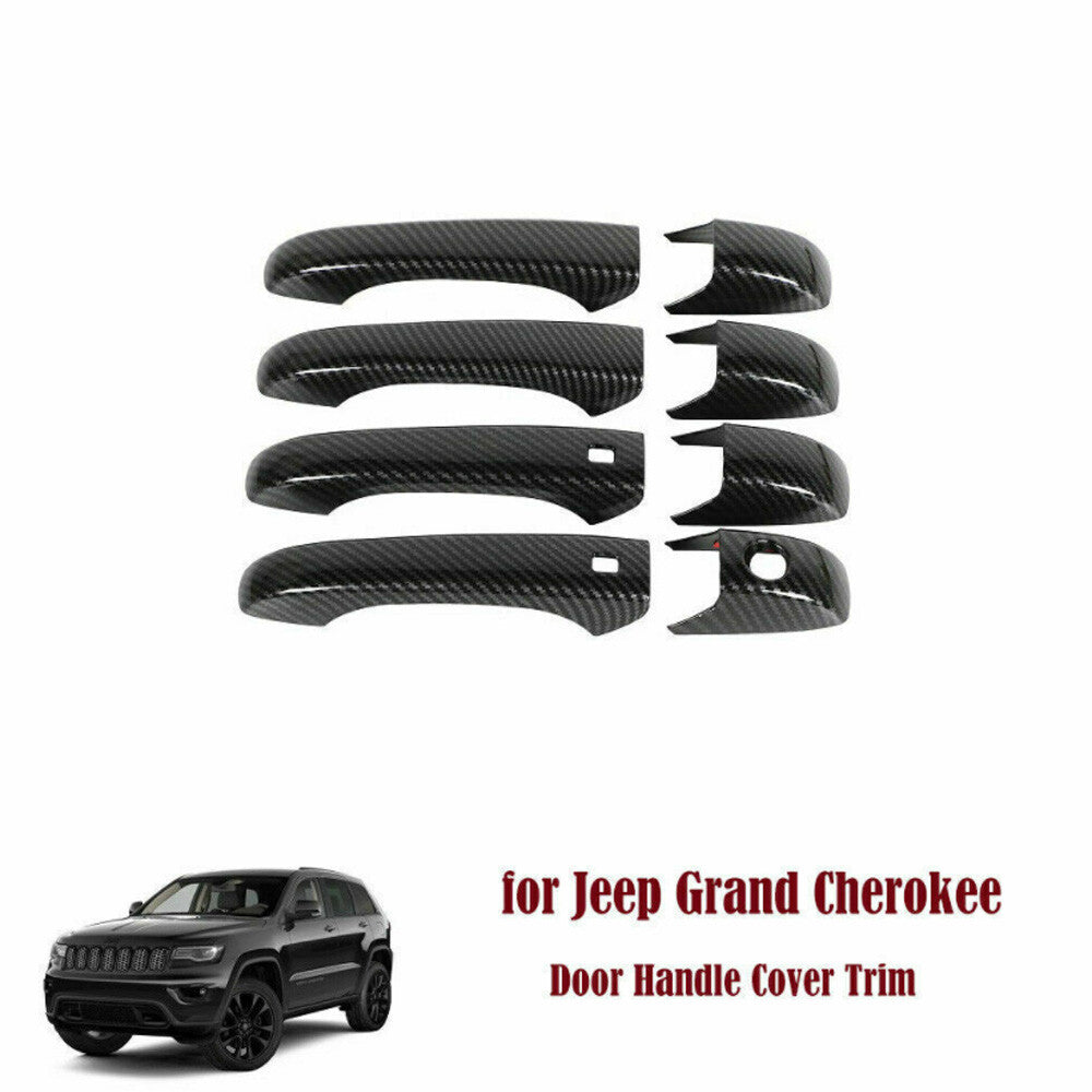 Carbon Fiber Exterior Door Handle Decor Cover Trim for Jeep Grand Cherokee 11-23