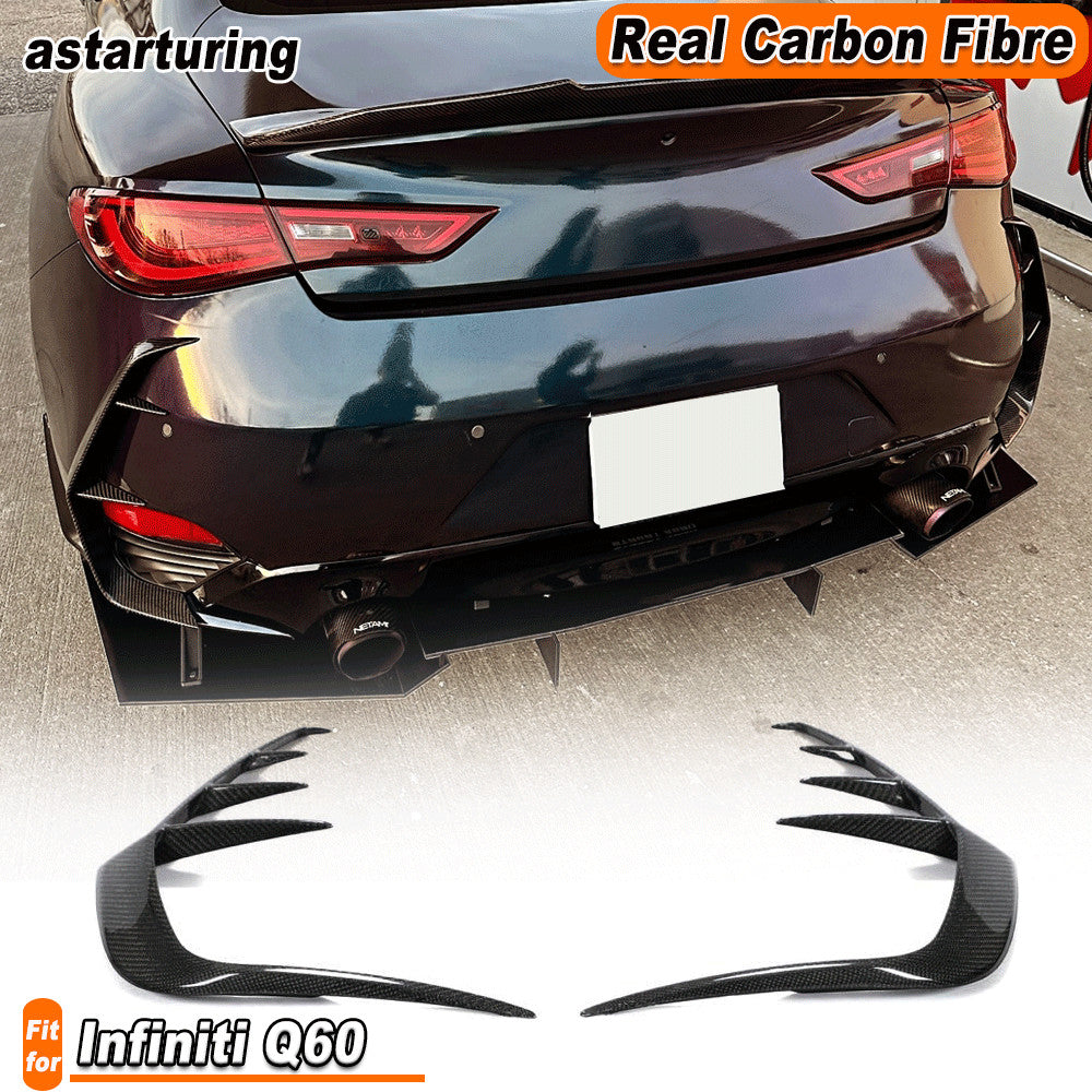 for Infiniti Q60 2016-22 Real Carbon Rear Bumper Side Vent C Blade Trim Canards