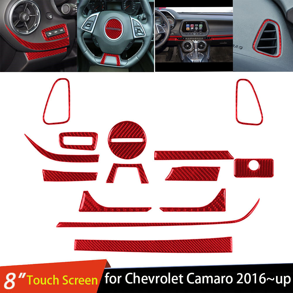 14¡ÁRed Carbon Fiber Center Console Dashboard Set Trim for Chevrolet Camaro 2016+