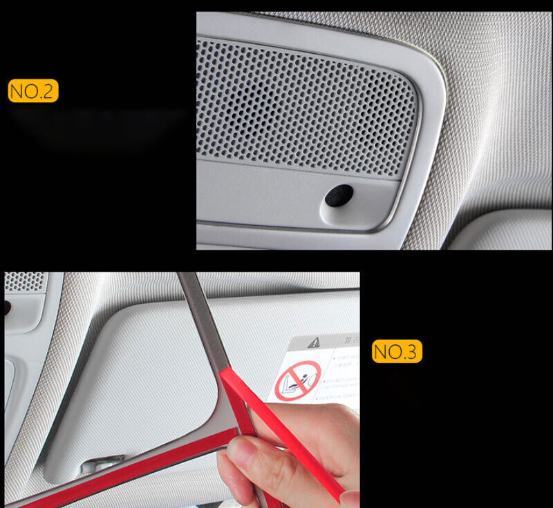 for Audi A3 S3 2014-20 Silver Steel Front Rear Reading Light Frame Cover Trim 2P