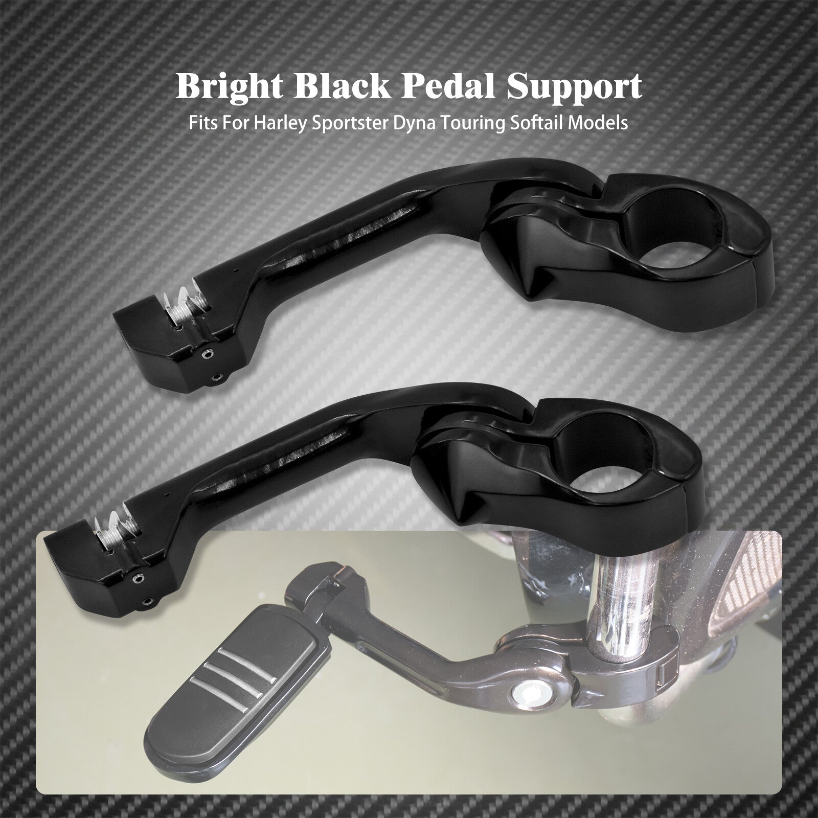 Black 1-1/4 Engine Guard Highway Long Angled Mount Foot Pegs for Harley Touring