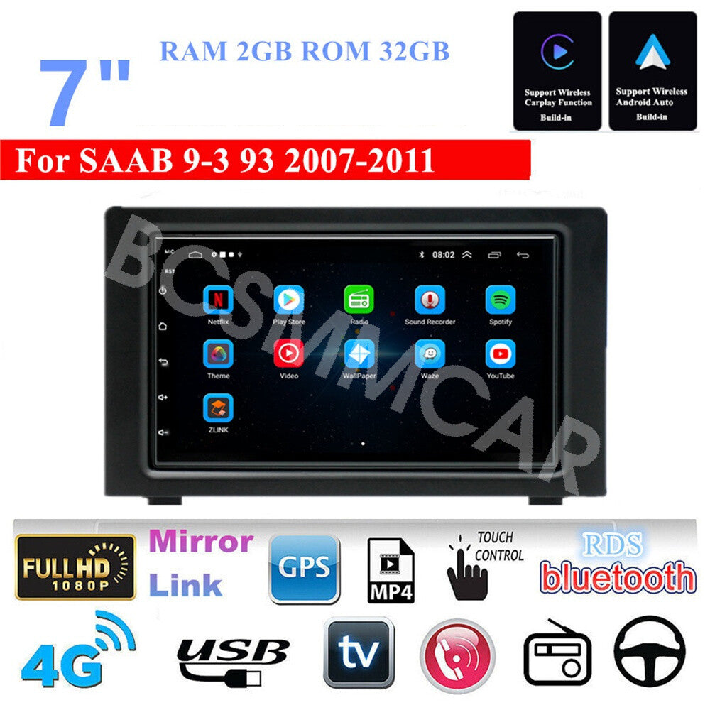 Fit for Saab 9-3 93 2007-2011 Car Radio Stereo Touch Screen GPS Navi Android 13