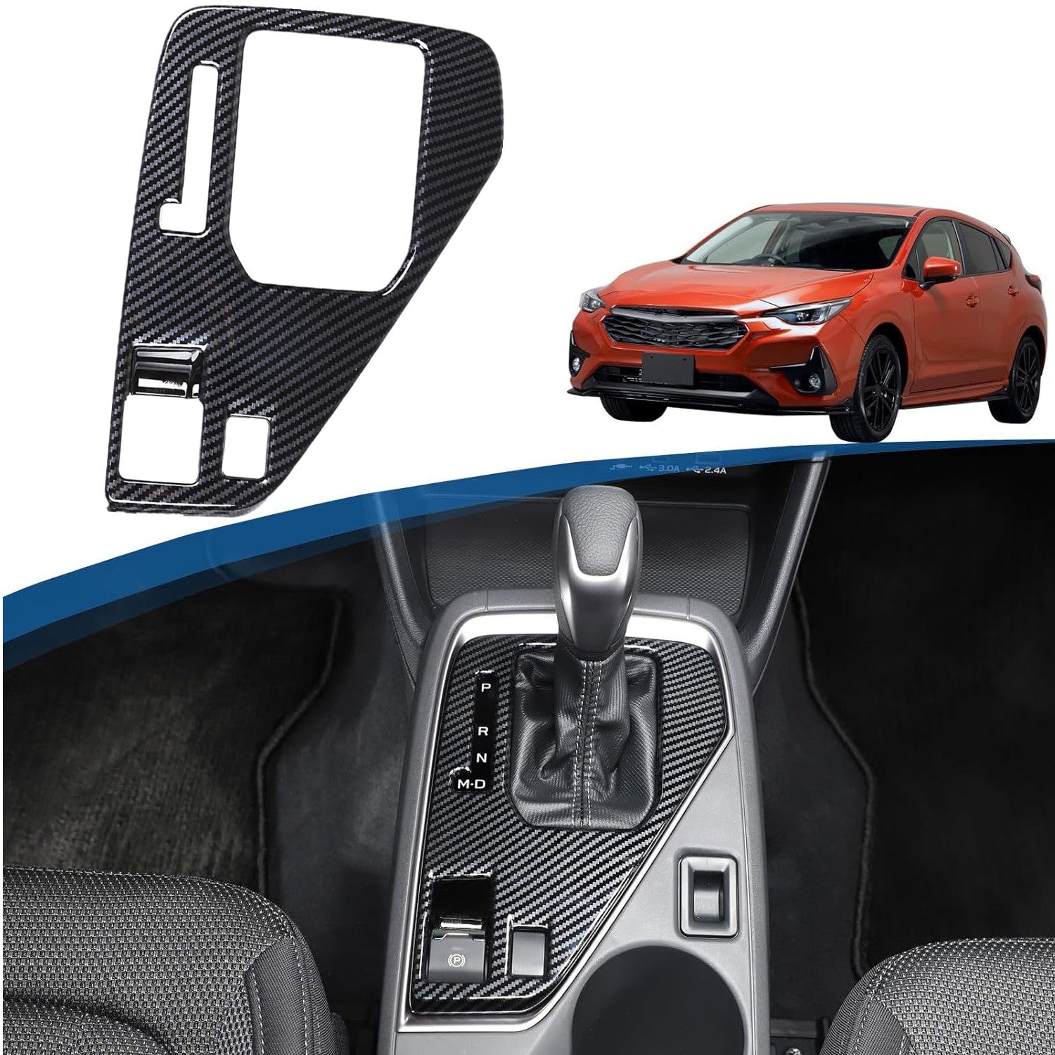 Carbon Fiber Color For 2023-2025 for Subaru Crosstrek Gear Shift Panel Cover Trim
