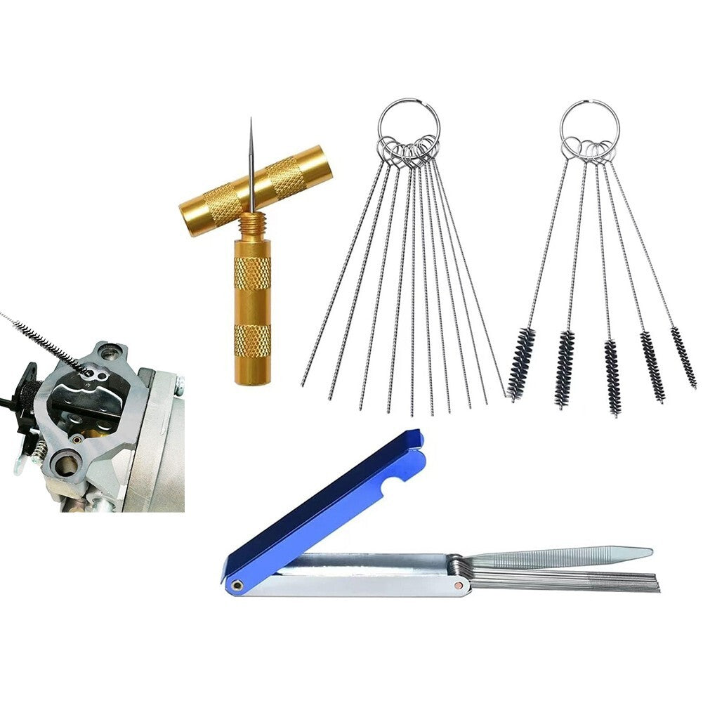 1 Set Carburetor Carbon Dirt Jet Remove 13 Cleaning Needles 15 Brushes Tool Kit