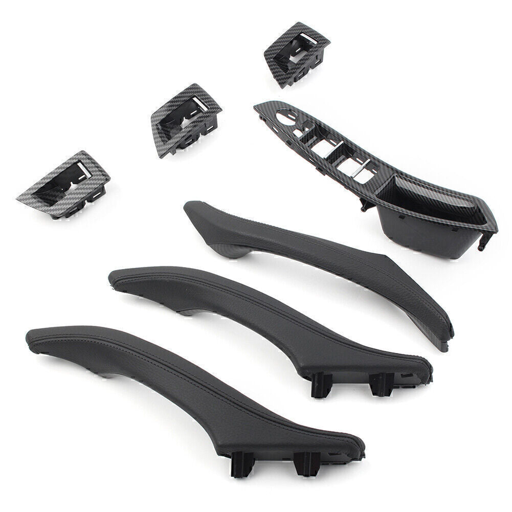 7X Door Trim Pull Handle Real Leather Carbon Fiber for BMW 5 series F10 F11 F18