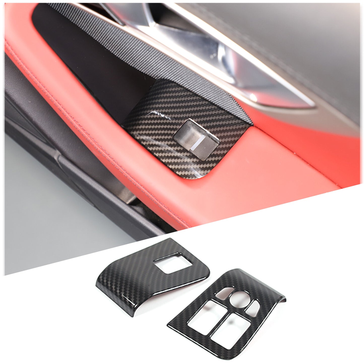 Matte black ABS door mechanical switch button decorative sticker for Corvette C8 20-23