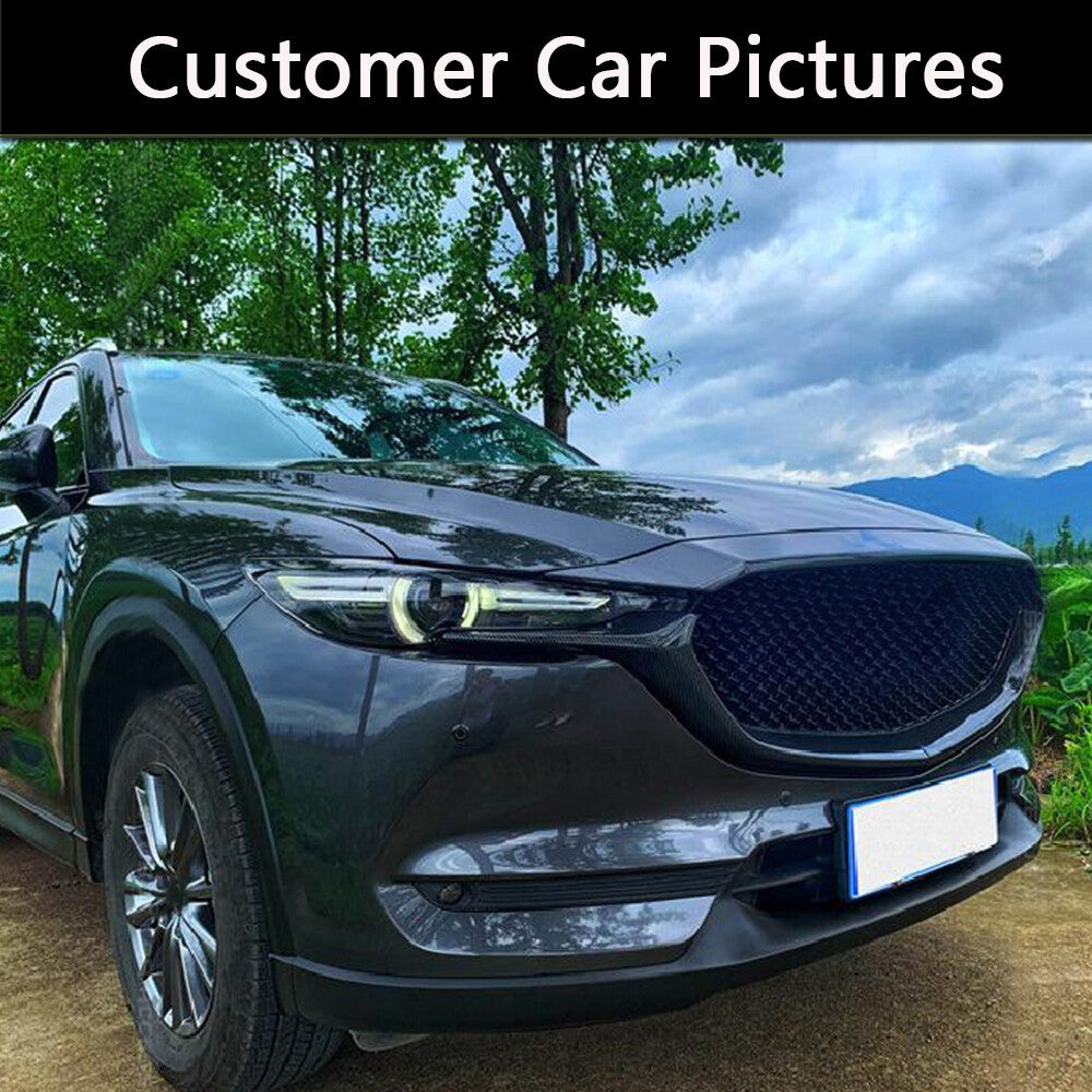 2pcs Front Mesh Grille Grill Strip Cover for Mazda CX-5 CX8 2017-20 Carbon Look