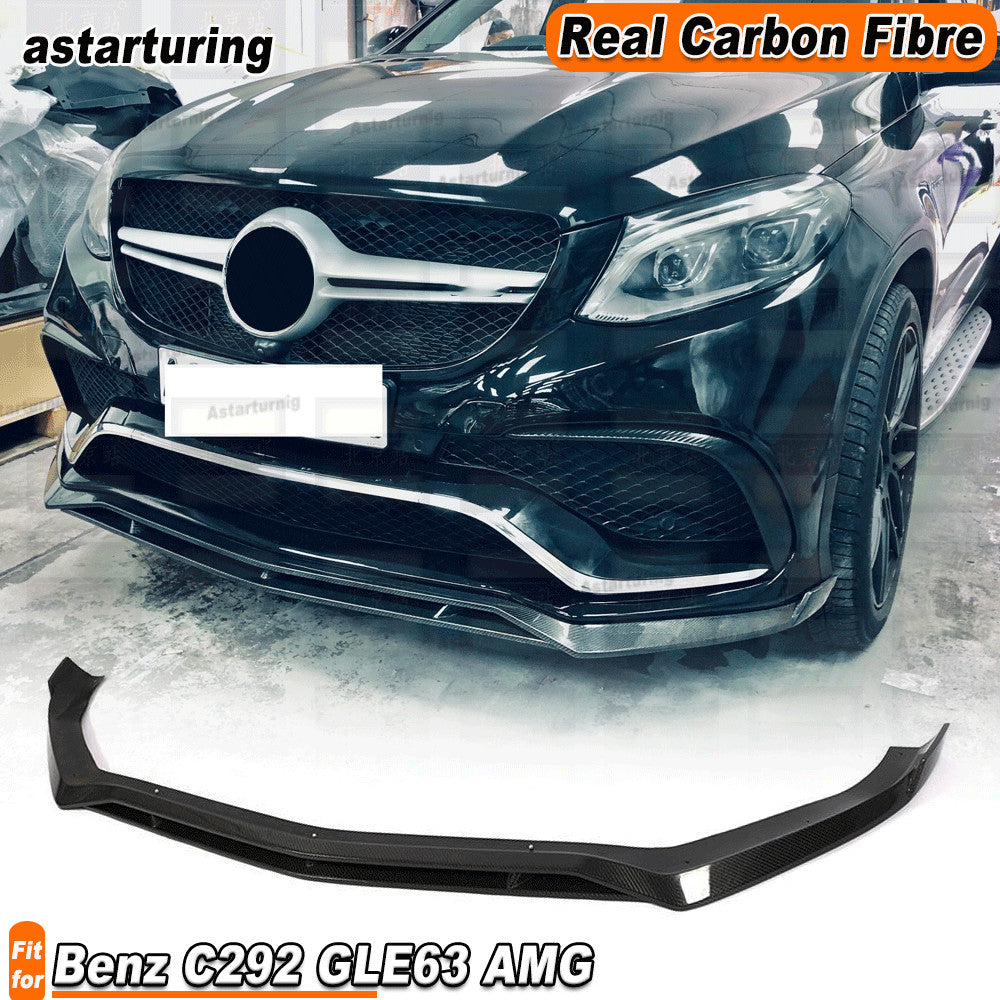 REAL CARBON Front Bumper Lip Wing Spoiler for Mercedes-Benz GLE63 2015-2018