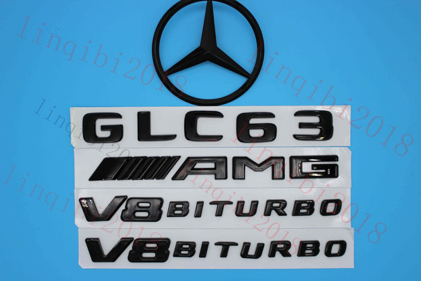 1Set GLC63 AMG Trunk Logo Sticker Decal Emblem Badge Package For W253