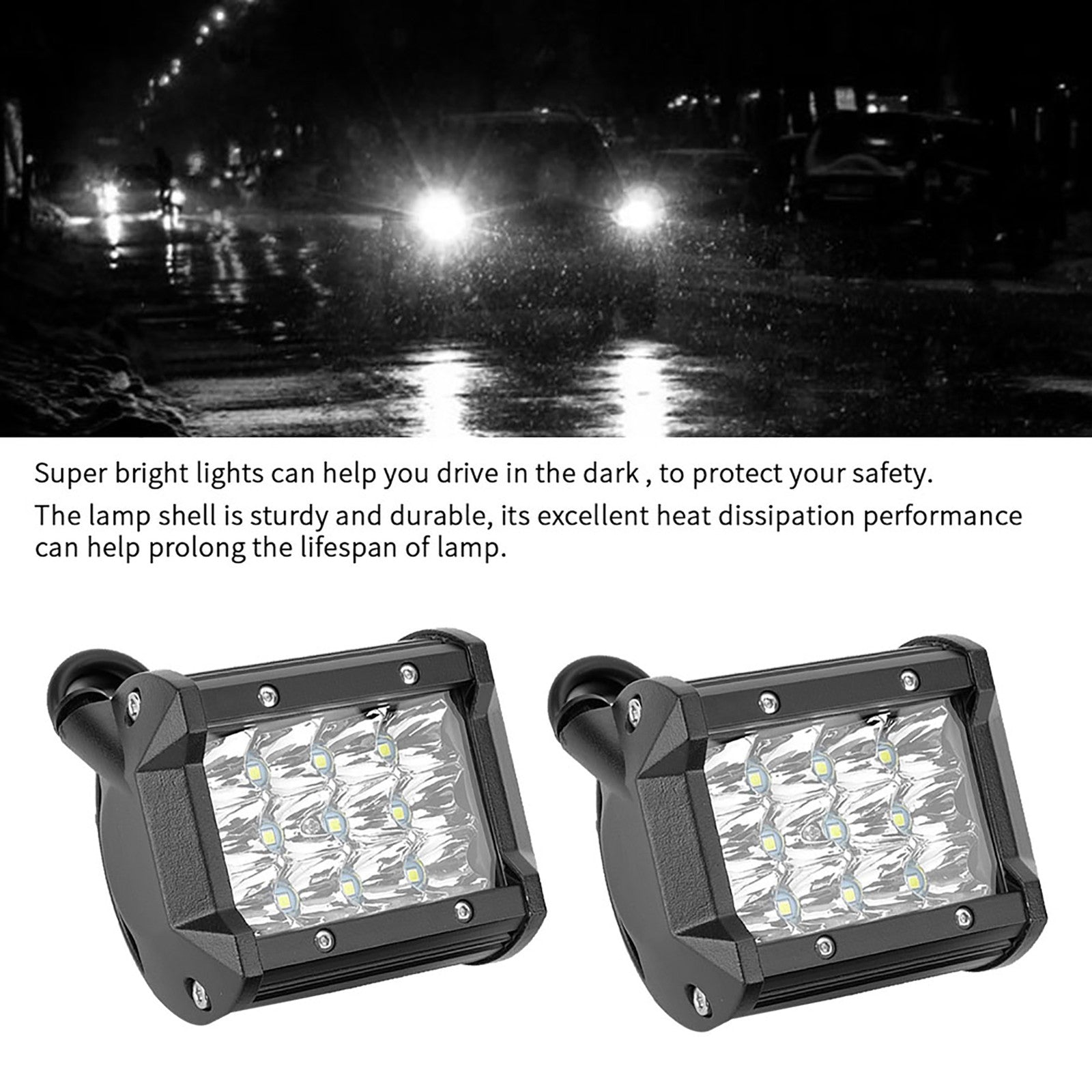 Universal LED Work Light 1 Pair 4inch 4-Row 36W LED Working Light Bar Driving